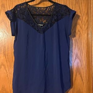 Express Women's Blue Lace Top